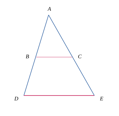 Un triangle quelconque avec une parallèle à un des côtés